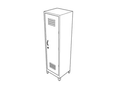 METAL CABINET-SINGLE LONG-BLUE AND WHITE Low-poly 3D model