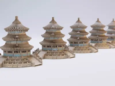 Interior Decoration Asian Temple 3D model