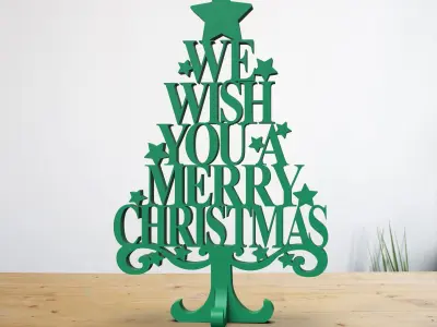 3D Text Christmas Tree - We Wish You A Merry Christmas 3D print model