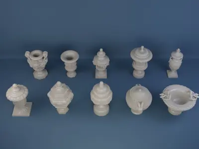 Detailed Models of Decorated Vases and Urns 3D Model Collection