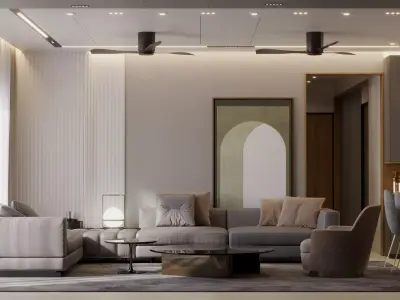 living room and kitchen design scene in 3dsmax  corona 3D model
