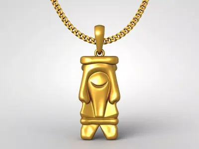 Tribal statue pendant charms - one inch pendant 3D print model