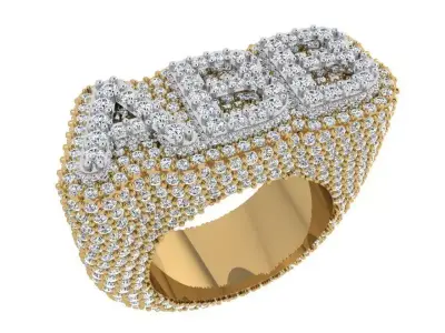 Luxury Pave Ring With Letters 3681 3D print model