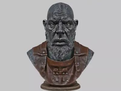 Brass Bronze Copper Man Bust figure Ornate - 3D Model Low-poly 3D model