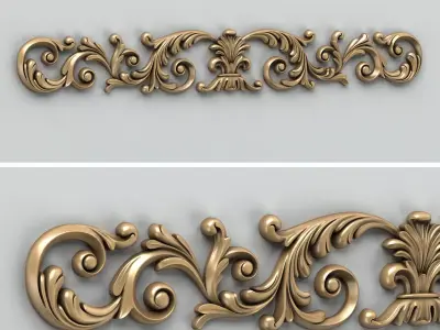 Carved decor horizontal 013 3D model