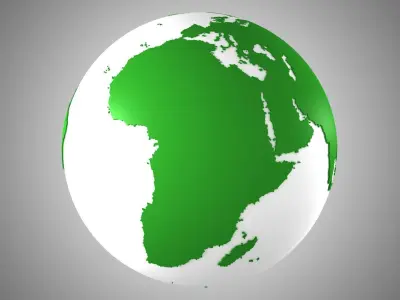Solid Color Dark Green White Globe 3D model
