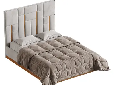 White And Gold BED 3D model