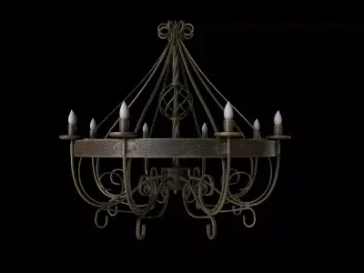 Forged Chandelier Low-poly 3D model