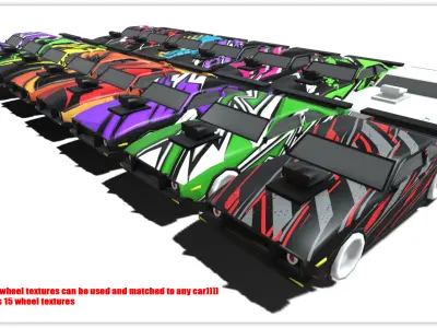 Cartoon car pack  Low-poly 3D model