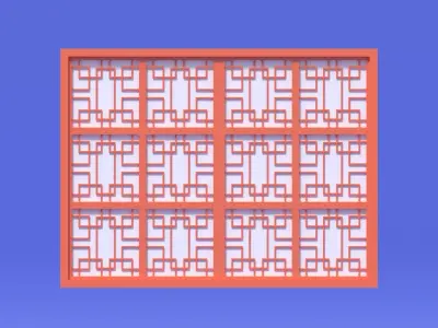 Cartoon Chinese Window Low-poly 3D model