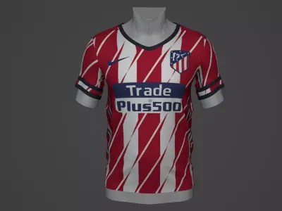 atletico Madrid Football Jersey T-Shirt - Soccer Kit Low-poly 3D model