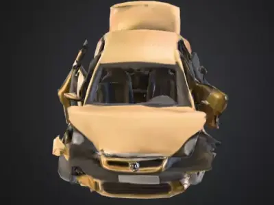 Rusty Junk Car Low-poly 3D model