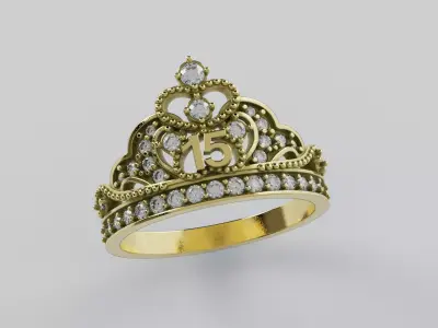 Ring 15 Years Crown - Anillo 15 Anios Corona 3D print model