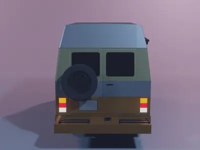 Retro Caravan Low Poly Low-poly 3D model