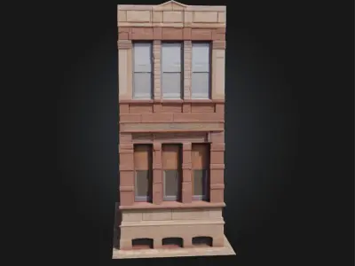 Thin Brick Building  Sleek Profile with Classic Urban Charm 3D model