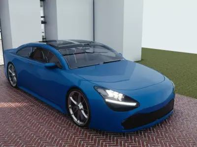 BLENDER EEVEE Brandless Mid Size 2 door sedan Low-poly 3D model