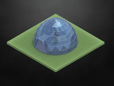 Dome steel structure glass panels large entry Low-poly 3D model