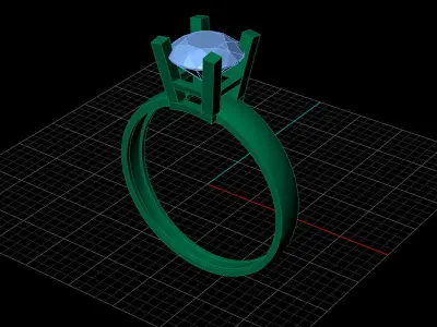 STL 3DM Print Ready Women Diamond Ring Lightweight Printable  3D print model 106