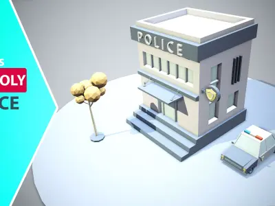 Police Station - Low Poly Assets Low-poly 3D model Low-poly 3D model