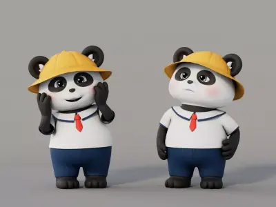 Rigged Cartoon Panda 3D model