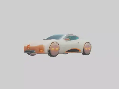 Retro Futuristic Electric Car model 2 Low-poly 3D model