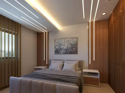 Modern apartment interior  3D Scene  Low-poly 3D model