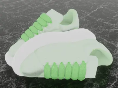 ALEXANDER MCQUEEN 3D SHOES - GREEN GLITTER Low-poly 3D model