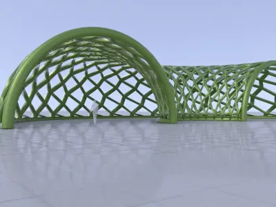 Half circle structure with open ends modern structure 3D model