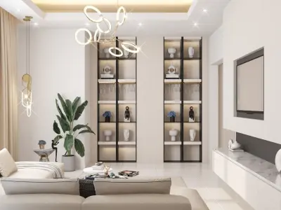 Modern Living Room 3D model Low-poly 3D model