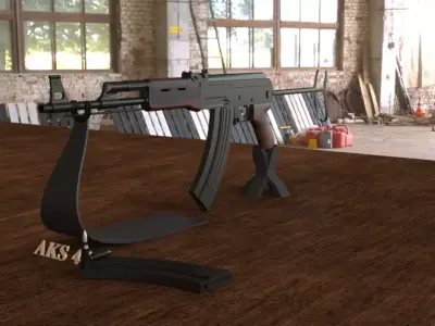 Russian AKS 47 Assault Rifle 3D Model Low-poly 3D model