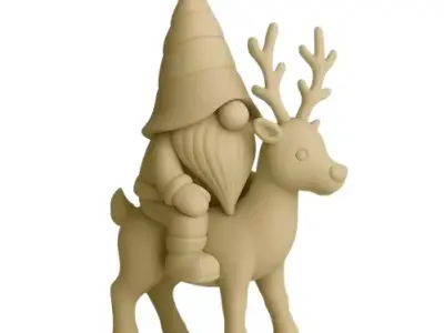  Christmas Gnome Riding Reindeer  3D print model