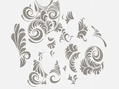 14 Decorative Scrolls low poly 3D model