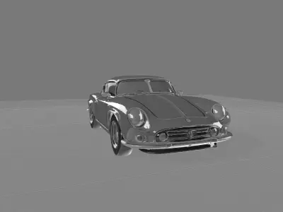 Vintage British Sports Car 3D Model Silver Classic Coupe Low-poly 3D model