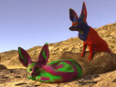 Fennec Fox Realism 3D model Low-poly 3D model