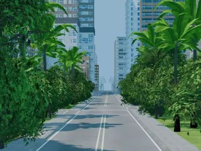 City Downtown Skyscraper Street 06 - DAY Low-poly 3D model
