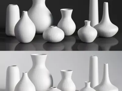 RH MATTE WHITE GLASS VASE COLLECTION 3D model
