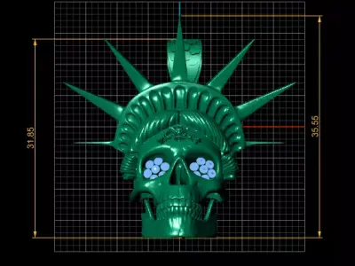 Golden Liberty Skull Pendant 3D print model