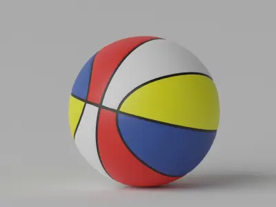 4 Colour Basketball Ball 3D model