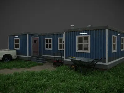 building with interior Low-poly 3D model