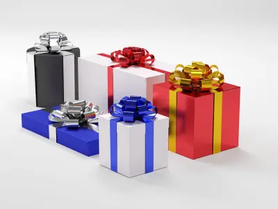 Gift Box Set Low-poly 3D model