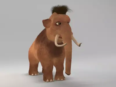 cartoon young mammoth Low-poly 3D model
