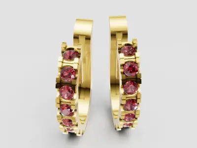 White Gold Hoop  EARRING 3D print model