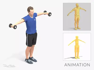 shoulder raise Exercise Man Animation Low-poly 3D model
