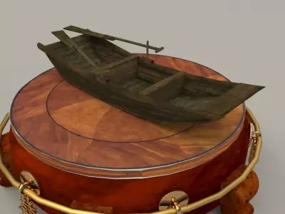 Chinese  wooden boat 3D model
