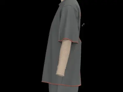 Female oversized tshirt  overalls  short LOOK 3D model