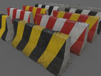PBR Concrete Barrier V1 Low-poly 3D model