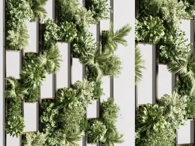 Wooden planks and vertical garden 07 3D model