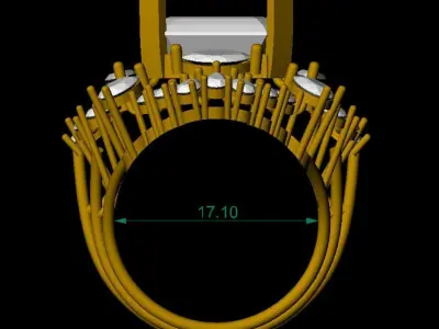 RING with deep blue color stone embraced by diamonds 3D print model