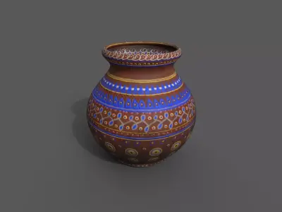 Traditional mud pot  Low-poly 3D model