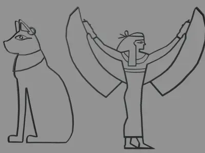 Egyptian Silhouettes Pack Low-poly 3D model